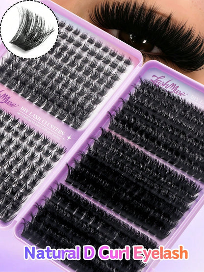 432 Clusters Spiky Eyelash Book, European And American Style Design, D/DD Curl, 8-16mm Mixed Length, 3D Cluster Eyelash Combination Set, DIY Customizable, Quickly Create Thick Cat Eye Makeup, Save Dai