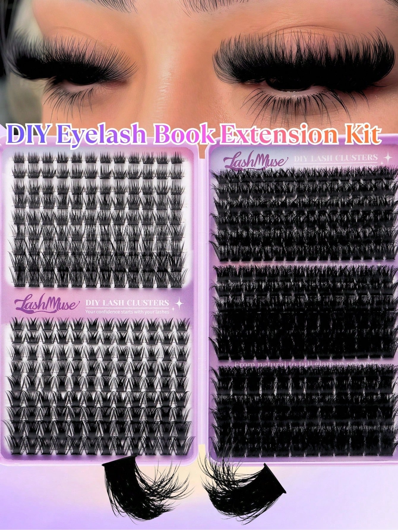 432 Clusters Spiky Eyelash Book, European And American Style Design, D/DD Curl, 8-16mm Mixed Length, 3D Cluster Eyelash Combination Set, DIY Customizable, Quickly Create Thick Cat Eye Makeup, Save Dai