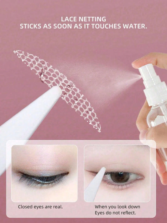 432pcs Double Eyelid Tape, Double Eyelid Adhesive Strips With Lifting Strips And Spray Bottle, Net Lace Double Eyelid Tape, Waterproof Double Eyelid Sticker Tool, Natural, Traceless, Invisible, Strong