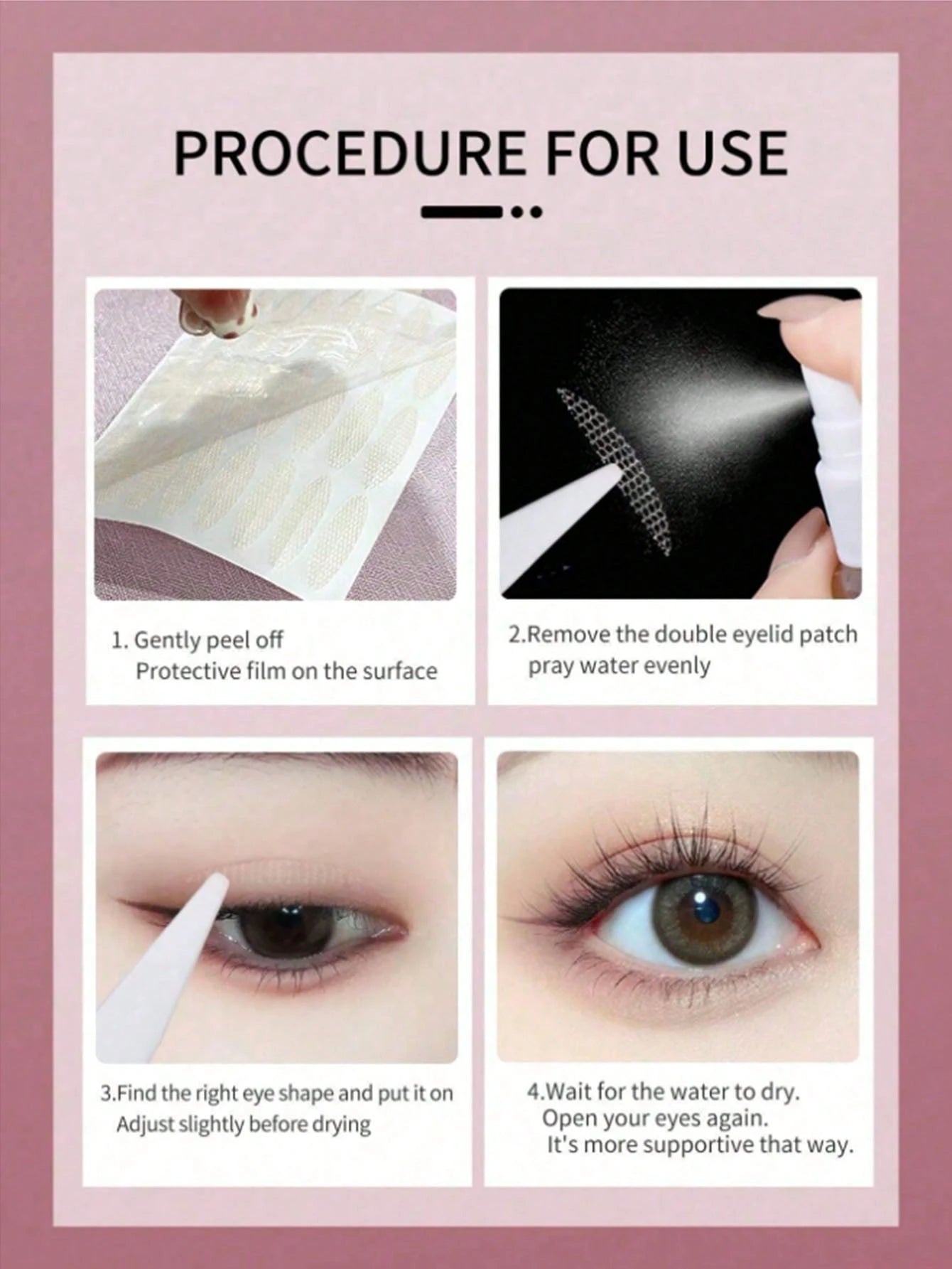 432pcs Double Eyelid Tape, Double Eyelid Adhesive Strips With Lifting Strips And Spray Bottle, Net Lace Double Eyelid Tape, Waterproof Double Eyelid Sticker Tool, Natural, Traceless, Invisible, Strong