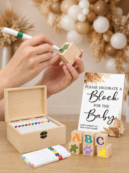 44pcs/1set-Fun Baby Shower Game Sign Set, Unique Baby Shower Creative, Bohemian Style Party Game, Most Interesting Party Game Ever, Let You Doodle, Suitable For Boys And Girls, Bohemian Style Baby Sho