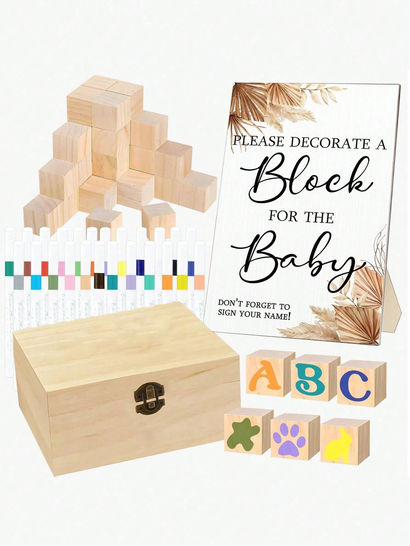 44pcs/1set-Fun Baby Shower Game Sign Set, Unique Baby Shower Creative, Bohemian Style Party Game, Most Interesting Party Game Ever, Let You Doodle, Suitable For Boys And Girls, Bohemian Style Baby Sho