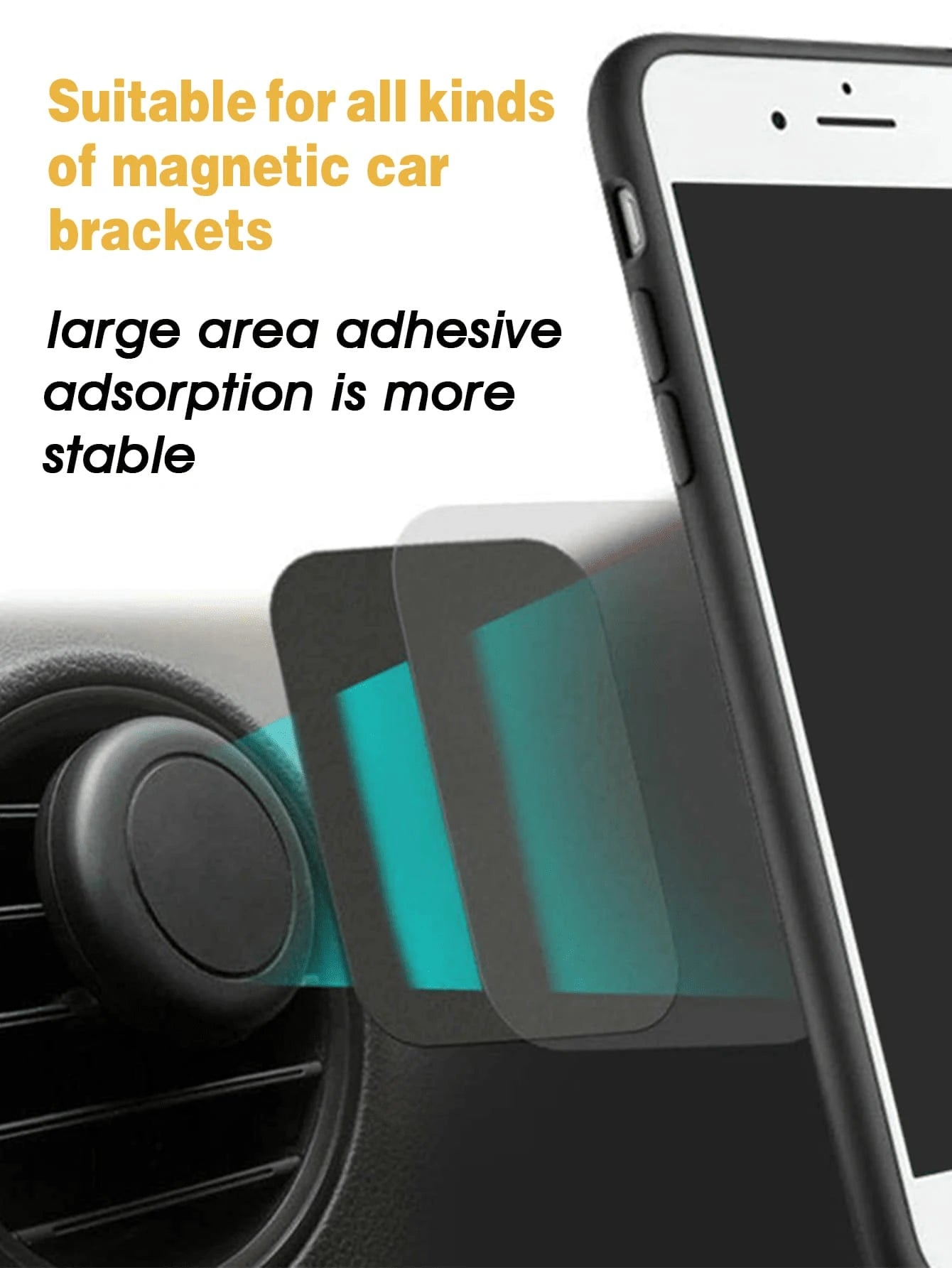 4pcs (2 Square + 2 Round)/ 20pcs (10 Square + 10 Round)/ 10pcs (5 Square + 5 Round) Magnetic Phone Holder Plates, Suitable For Magnetic Car Phone Holders, Universal Iron Disc Stickers For Tablet Des