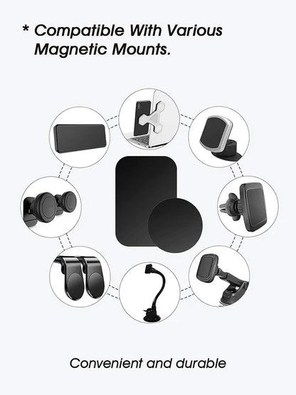 4pcs (2 Square + 2 Round)/ 20pcs (10 Square + 10 Round)/ 10pcs (5 Square + 5 Round) Magnetic Phone Holder Plates, Suitable For Magnetic Car Phone Holders, Universal Iron Disc Stickers For Tablet Des