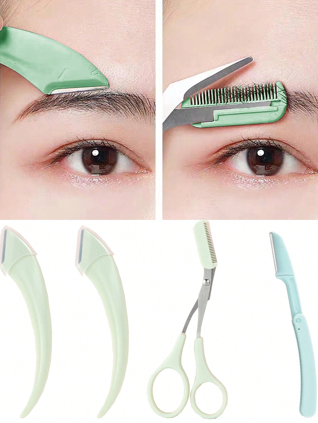 4pcs/2pcs/1pc Stainless Steel Eyebrow Trimmer Scissors Set With Comb, Suitable For Any Skin Type Beauty Tool, Unisex, Can Be Used For Depilation, Makeup, Home Decor, Vanity, Travel, Bedroom And More.