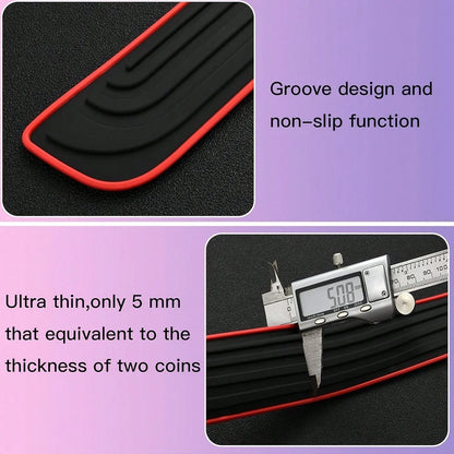 4pcs Black Rubber Door Sill Protectors With Red Trim- Durable, Scratch-Resistant, Dust-Proof, Suitable For Sedans And SUVs, Universal Anti-Scratch Interior Protection| Modern Interior Decor| Rubber