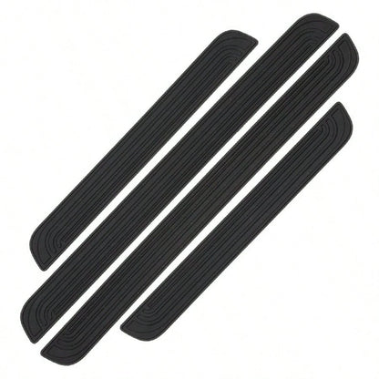 4pcs Black Rubber Door Sill Protectors With Red Trim- Durable, Scratch-Resistant, Dust-Proof, Suitable For Sedans And SUVs, Universal Anti-Scratch Interior Protection| Modern Interior Decor| Rubber