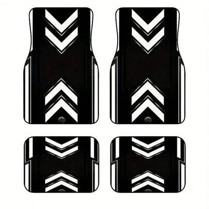 4pcs Fashionable Car Floor Mats With Strong Zigzag Pattern- Durable Polyester, Suitable For Most Cars, SUVs, Trucks- Black And Orange Design, Interior Protection And Birthday, Holiday, Car Floor Mat