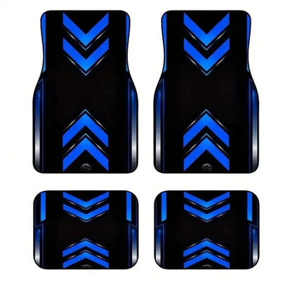 4pcs Fashionable Car Floor Mats With Strong Zigzag Pattern- Durable Polyester, Suitable For Most Cars, SUVs, Trucks- Black And Orange Design, Interior Protection And Birthday, Holiday, Car Floor Mat