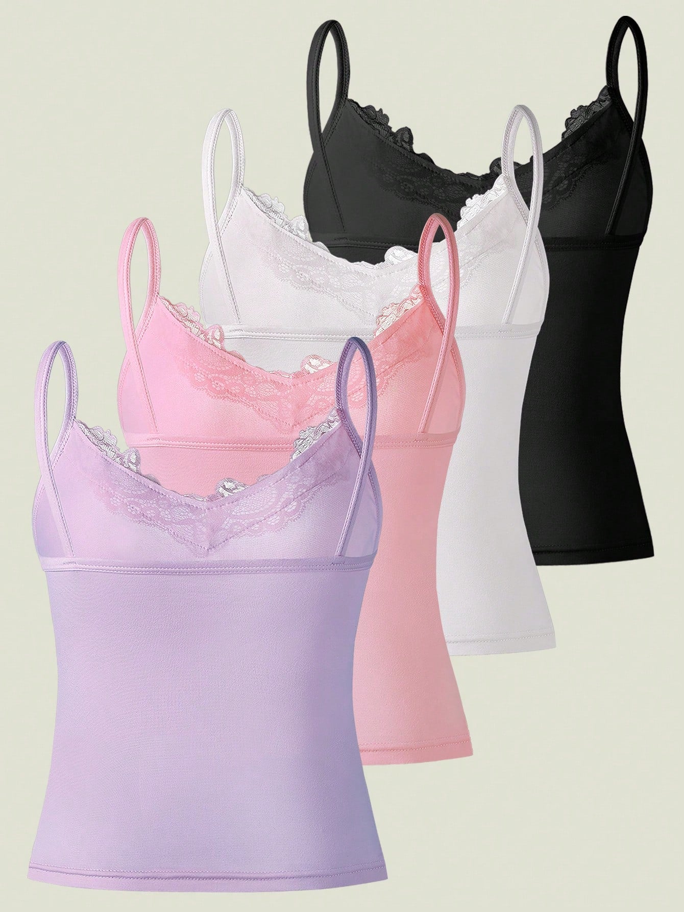 4pcs Lace Camisole Tops, Versatile & Comfortable Underwear, Lace Camisole Tops For All Seasons
