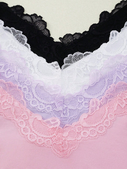 4pcs Lace Camisole Tops, Versatile & Comfortable Underwear, Lace Camisole Tops For All Seasons