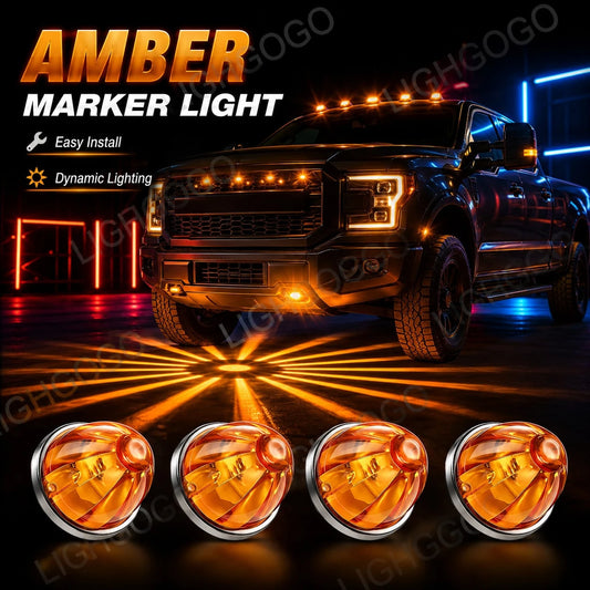 4Pcs Melon-Shaped Amber Trailer Lights
