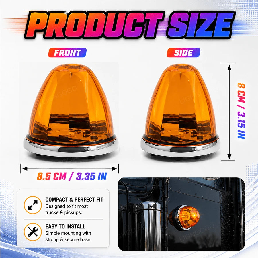 4Pcs Melon-Shaped Amber Trailer Lights