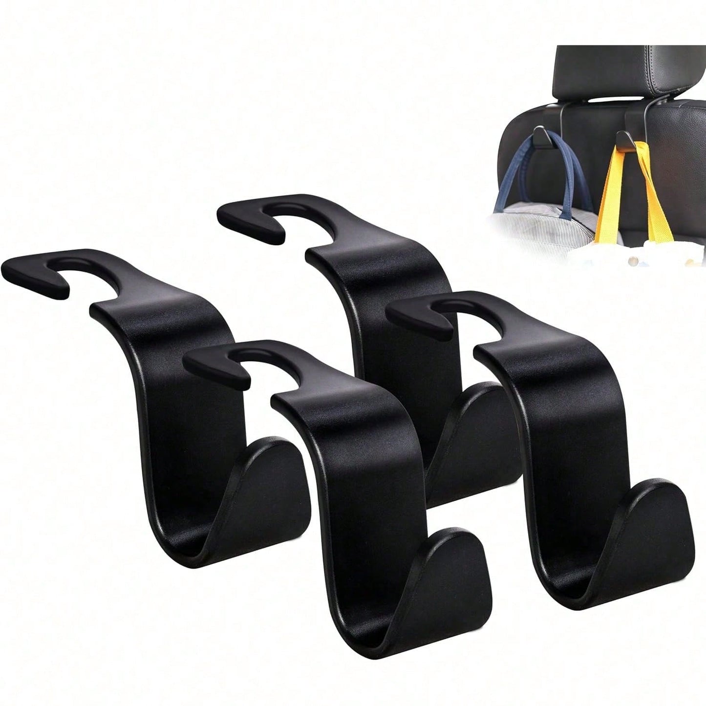 4pcs Multi-Color Plastic Car Headrest Hooks, Multi-Function Portable Back Seat Storage Hooks, Universal For Sedan SUV MPV Car Back Seat Storage Hooks, Car Interior Storage Accessories
