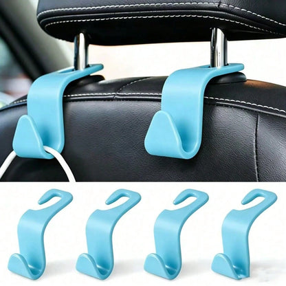 4pcs Multi-Color Plastic Car Headrest Hooks, Multi-Function Portable Back Seat Storage Hooks, Universal For Sedan SUV MPV Car Back Seat Storage Hooks, Car Interior Storage Accessories