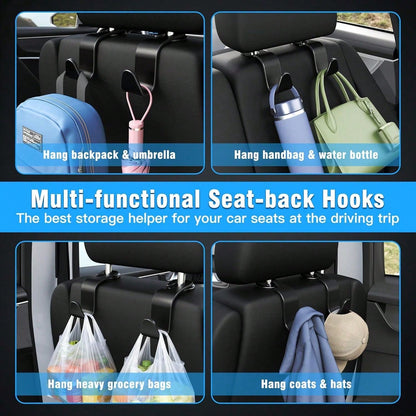 4pcs Multi-Color Plastic Car Headrest Hooks, Multi-Function Portable Back Seat Storage Hooks, Universal For Sedan SUV MPV Car Back Seat Storage Hooks, Car Interior Storage Accessories