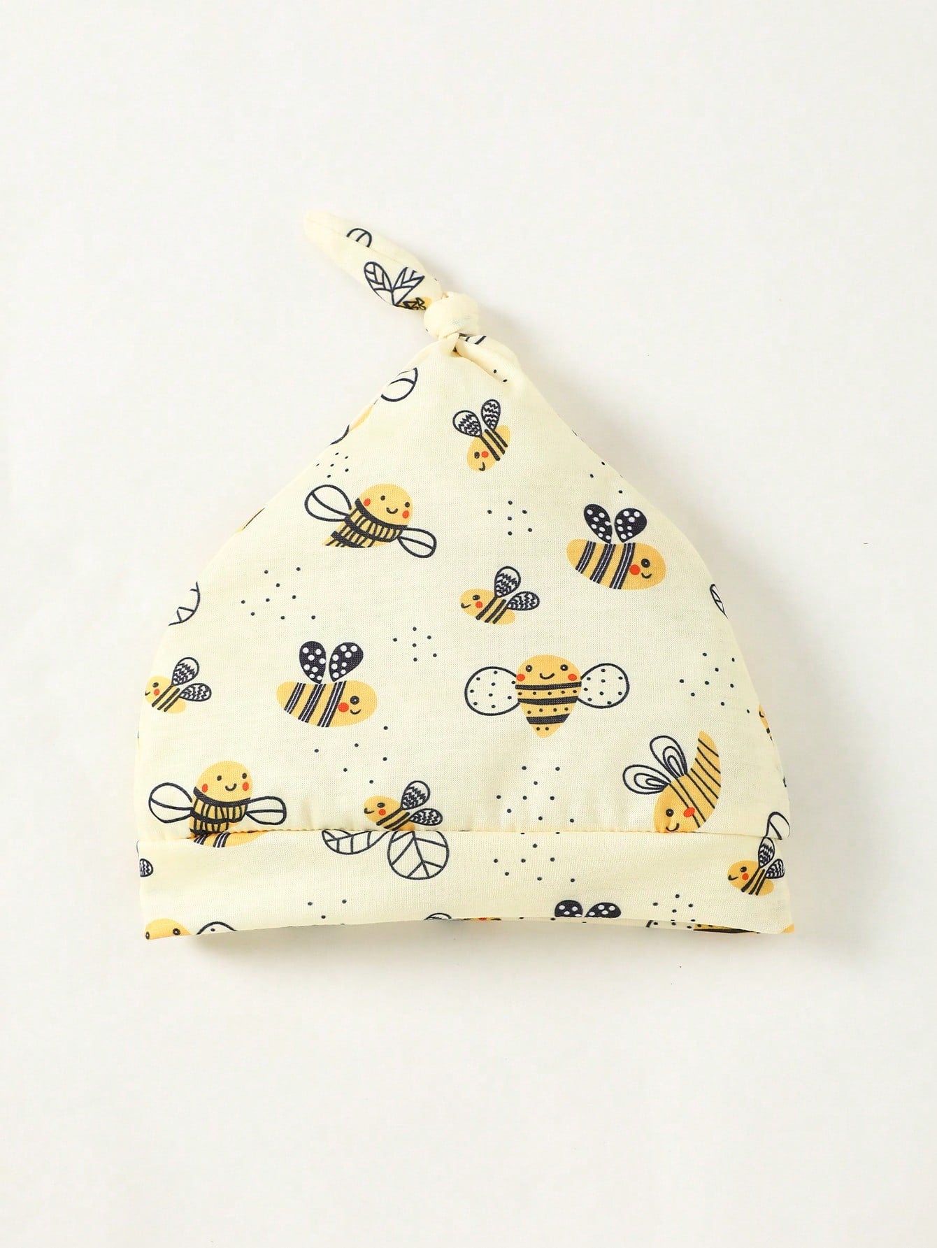 4pcs Newborn Baby Gift Set  Includes Minimalist Bee & Daisy Print Jumpsuit  Long Sleeve Romper  Short Pants  2 Beanies Clothes Cotton