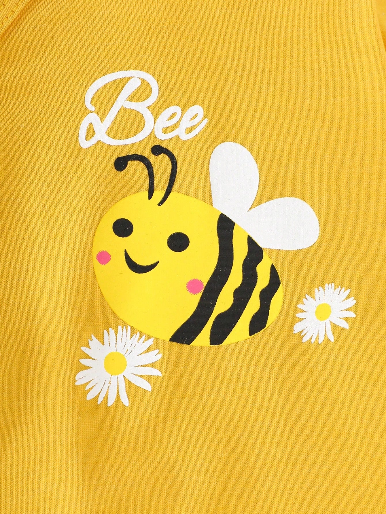4pcs Newborn Baby Gift Set  Includes Minimalist Bee & Daisy Print Jumpsuit  Long Sleeve Romper  Short Pants  2 Beanies Clothes Cotton