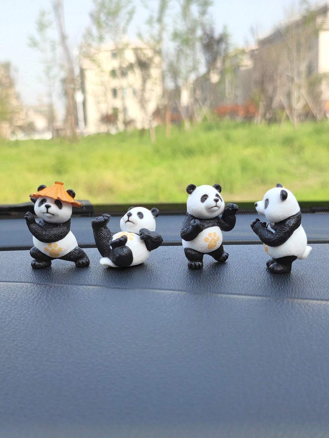 4pcs Panda Car Dashboard Decor