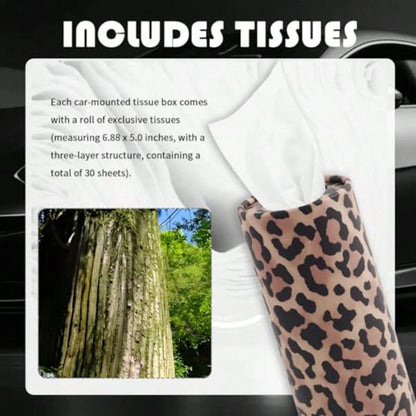 4PCS Portable Car Tissue Holder, Stylish Leopard-Print Tissues For Car Cup Holder With Replaceable Refills, Essential Cars Tissues Cylinder Leopard Print Cars Accessories