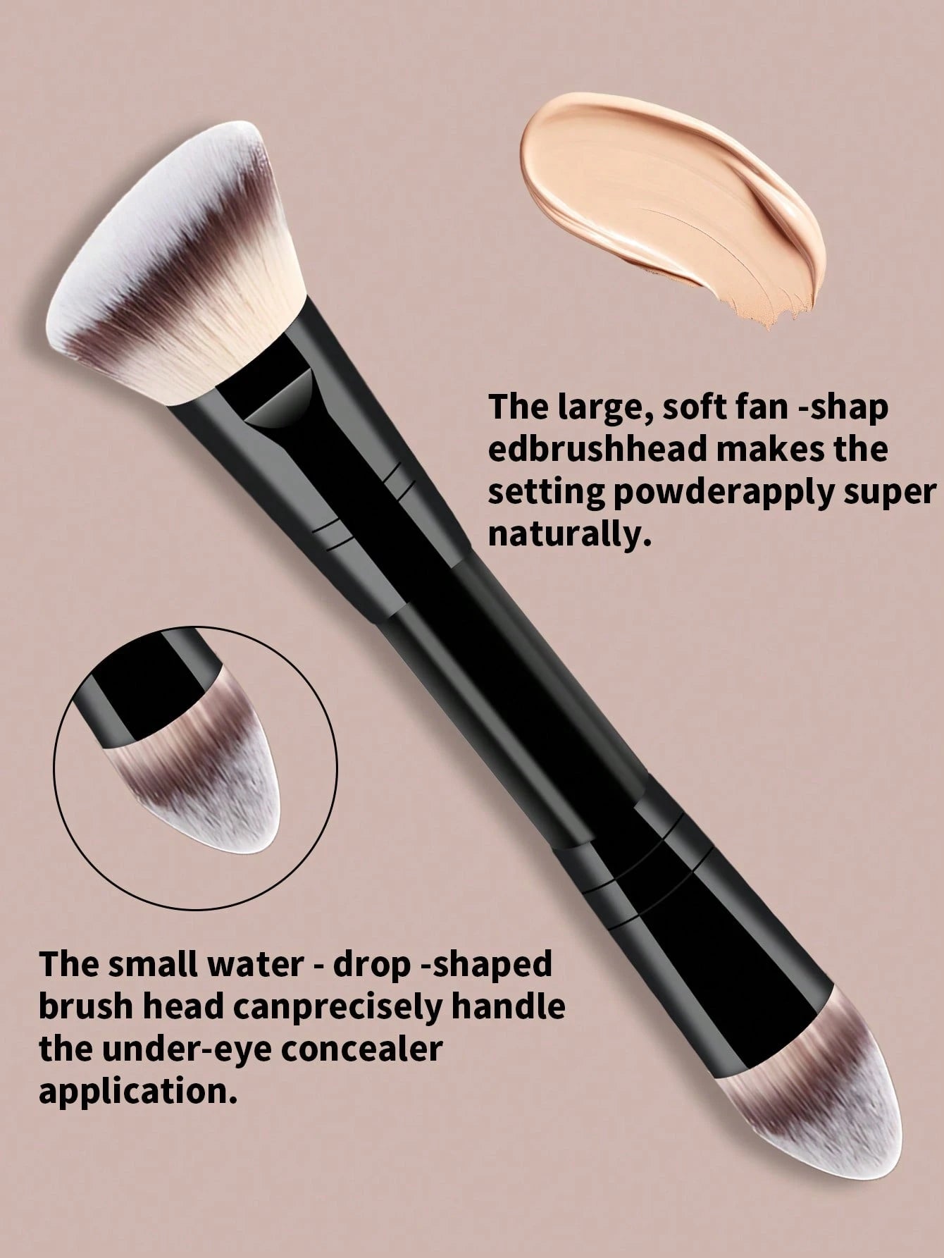 4pcs Professional Dual-Ended Makeup Brush Set- Includes Foundation Brush, Contour Brush, Blush Brush, Powder Brush, Eyeshadow Brush, Concealer Brush, Highlighter Brush, Mixing Brush. Soft Fiber Brist