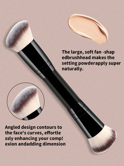 4pcs Professional Dual-Ended Makeup Brush Set- Includes Foundation Brush, Contour Brush, Blush Brush, Powder Brush, Eyeshadow Brush, Concealer Brush, Highlighter Brush, Mixing Brush. Soft Fiber Brist
