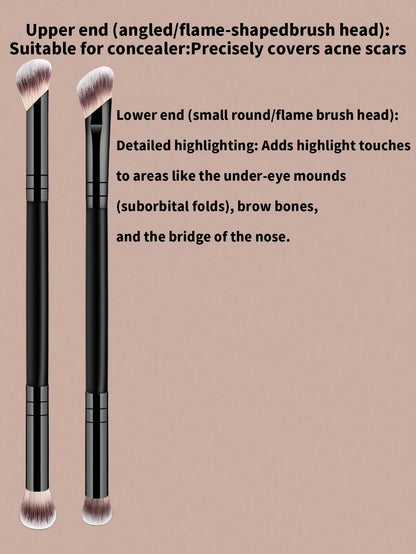 4pcs Professional Dual-Ended Makeup Brush Set- Includes Foundation Brush, Contour Brush, Blush Brush, Powder Brush, Eyeshadow Brush, Concealer Brush, Highlighter Brush, Mixing Brush. Soft Fiber Brist