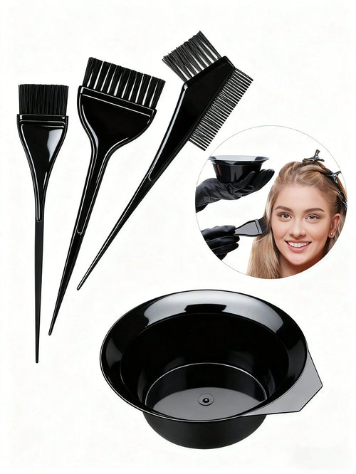 4pcs Professional Hair Dye Tool Kit, Includes Hair Dye Brush, Dye Bowl, Dye Comb, Suitable For Salon Use And Home Use, Hair Styling Accessories, Hair Products, Hair Tools, Hair Stylist, Hairdressing S