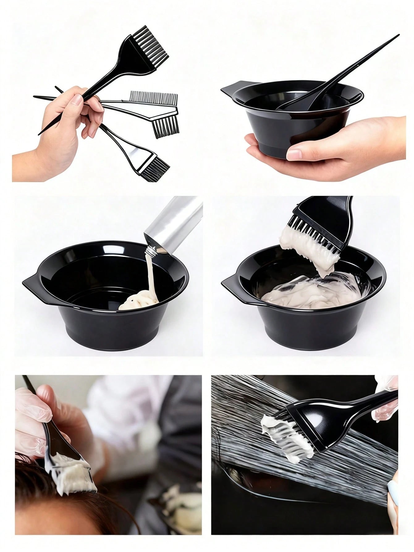 4pcs Professional Hair Dye Tool Kit, Includes Hair Dye Brush, Dye Bowl, Dye Comb, Suitable For Salon Use And Home Use, Hair Styling Accessories, Hair Products, Hair Tools, Hair Stylist, Hairdressing S