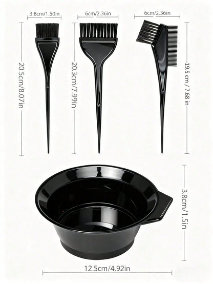 4pcs Professional Hair Dye Tool Kit, Includes Hair Dye Brush, Dye Bowl, Dye Comb, Suitable For Salon Use And Home Use, Hair Styling Accessories, Hair Products, Hair Tools, Hair Stylist, Hairdressing S
