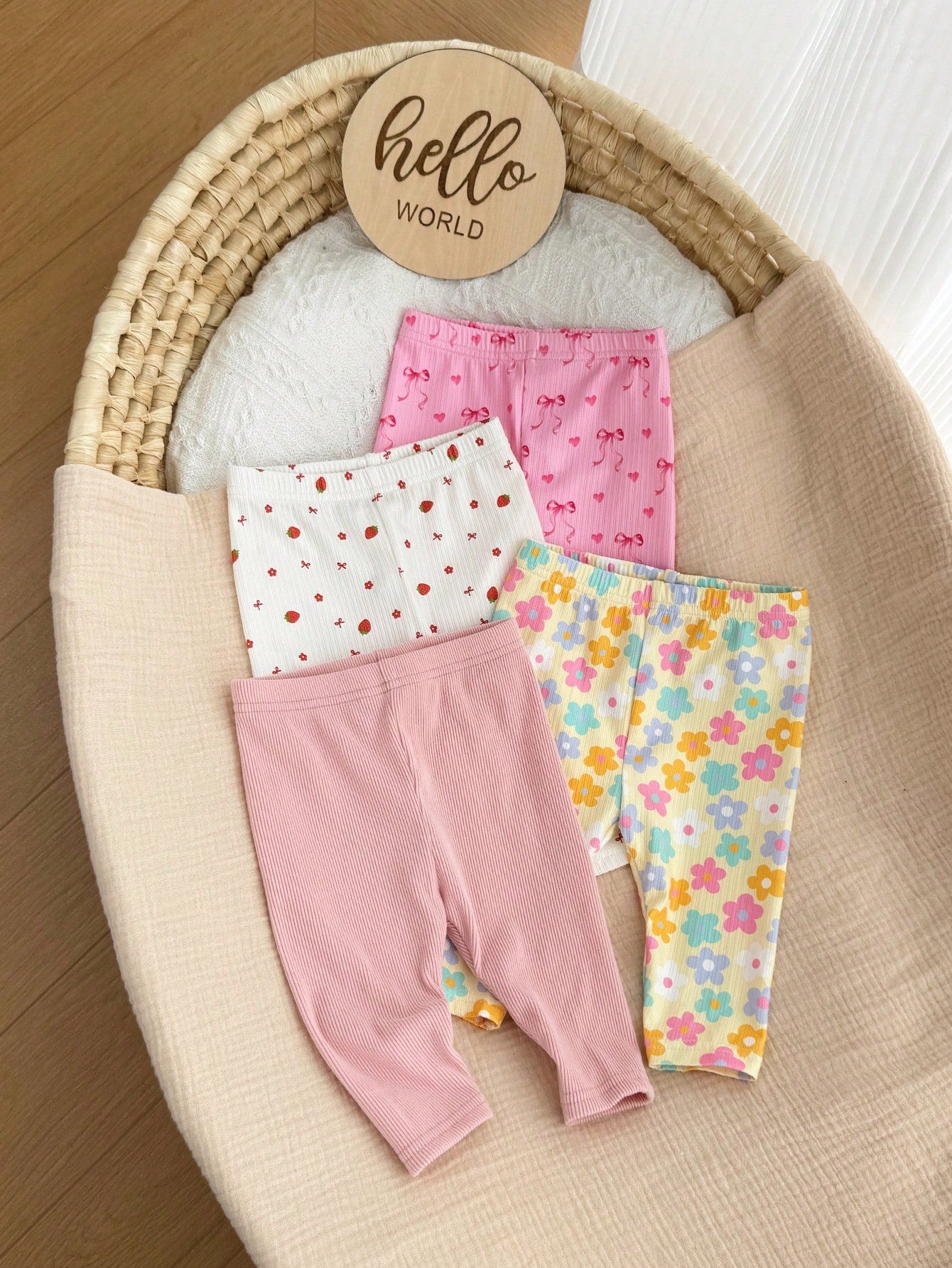 4pcs/Set Newborn Baby Girls' Casual Everyday All-Match Colorful Floral & Striped Print Bottoms, Spring/Summer