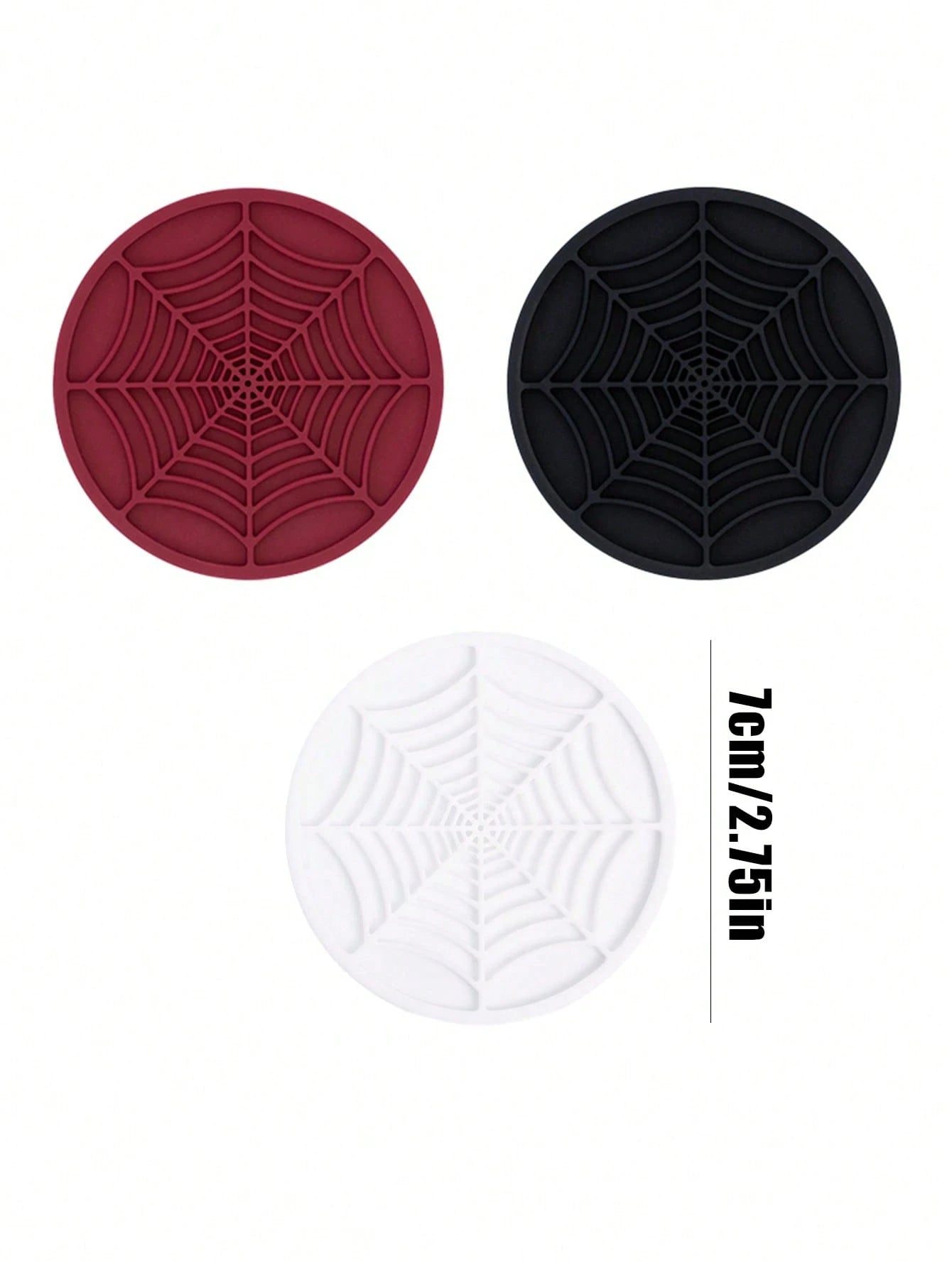 4PCS-Spider Web Car Coasters For Cup Holders, Halloween Funny Non-Slip Silicone Insert Ornaments Coasters, Automotive Cupholder Goth Accessories For Men & Women