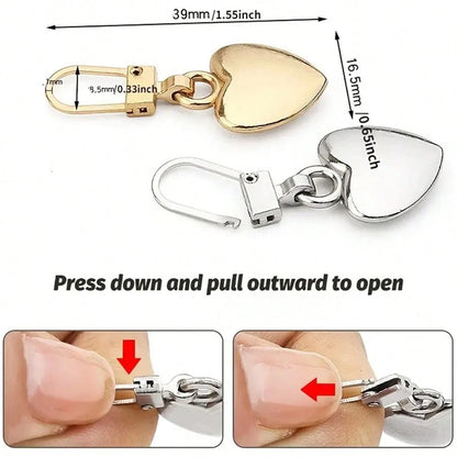 5/10Pcs Heart-Shaped Zipper Pulls, Universal Zipper Replacement Heads, Suitable For Down Jackets, Backpacks, Handbags, Coats Zipper Replacement (Multiple Colors Available)