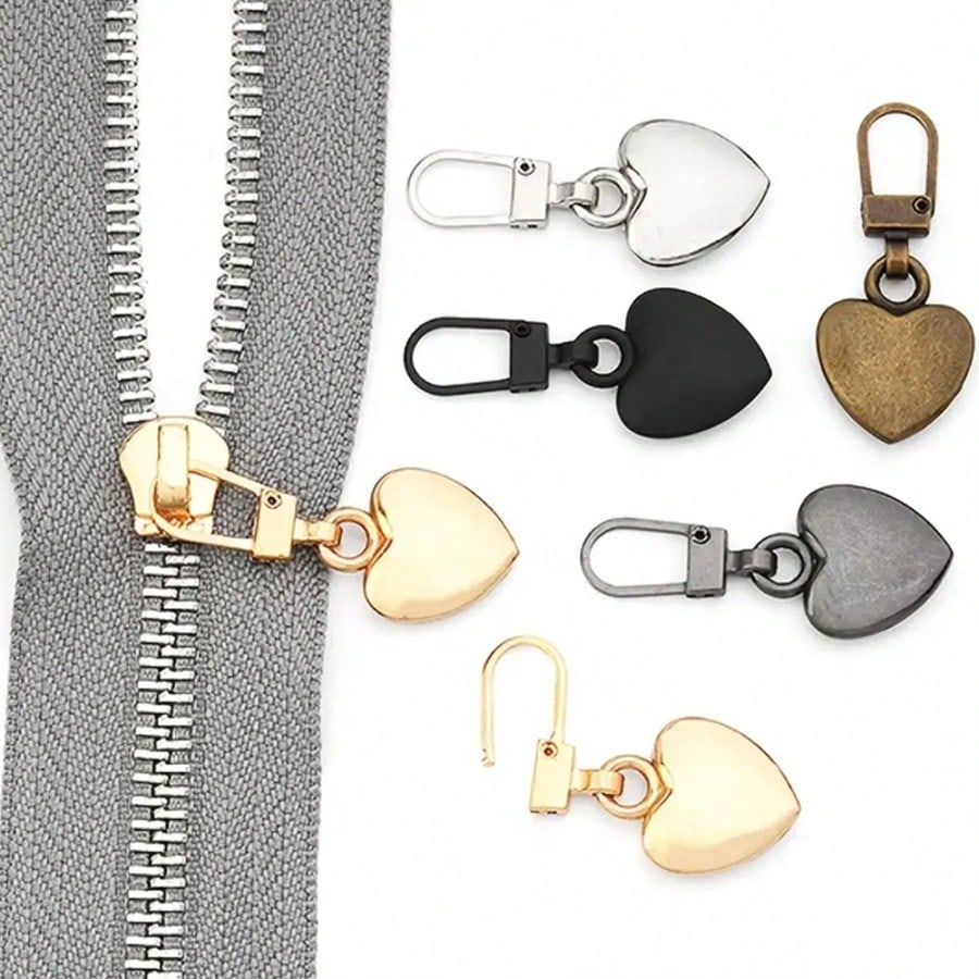 5/10Pcs Heart-Shaped Zipper Pulls, Universal Zipper Replacement Heads, Suitable For Down Jackets, Backpacks, Handbags, Coats Zipper Replacement (Multiple Colors Available)