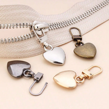 5/10Pcs Heart-Shaped Zipper Pulls, Universal Zipper Replacement Heads, Suitable For Down Jackets, Backpacks, Handbags, Coats Zipper Replacement (Multiple Colors Available)