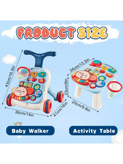 5-In-1 Baby Walker Sit-To-Stand Early Learning Walker For Toddlers, 1+ Years Baby Balance Bike/Push Walker/Activity Table/Detachable Panel With Music