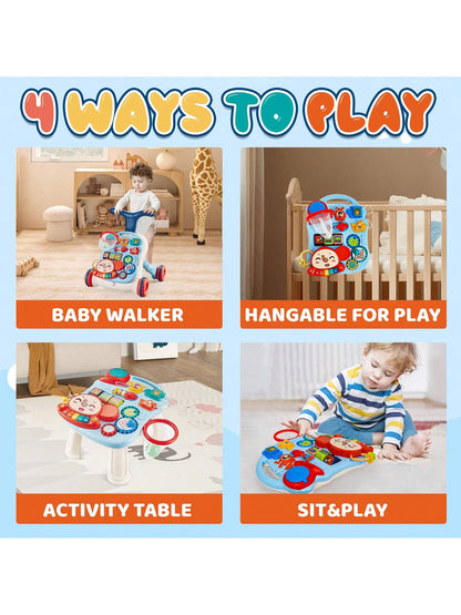 5-In-1 Baby Walker Sit-To-Stand Early Learning Walker For Toddlers, 1+ Years Baby Balance Bike/Push Walker/Activity Table/Detachable Panel With Music