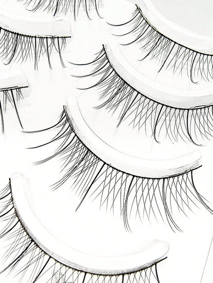 5 Pairs Fine-Stemmed Black Single-Layer False Eyelashes, Super Natural Look, For Beginners, Everyday Wear, Dating, Bridal Makeup Strip Lashes,Lashes,Eyelashes,Fake Lashes