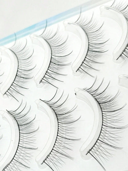 5 Pairs Fine-Stemmed Black Single-Layer False Eyelashes, Super Natural Look, For Beginners, Everyday Wear, Dating, Bridal Makeup Strip Lashes,Lashes,Eyelashes,Fake Lashes