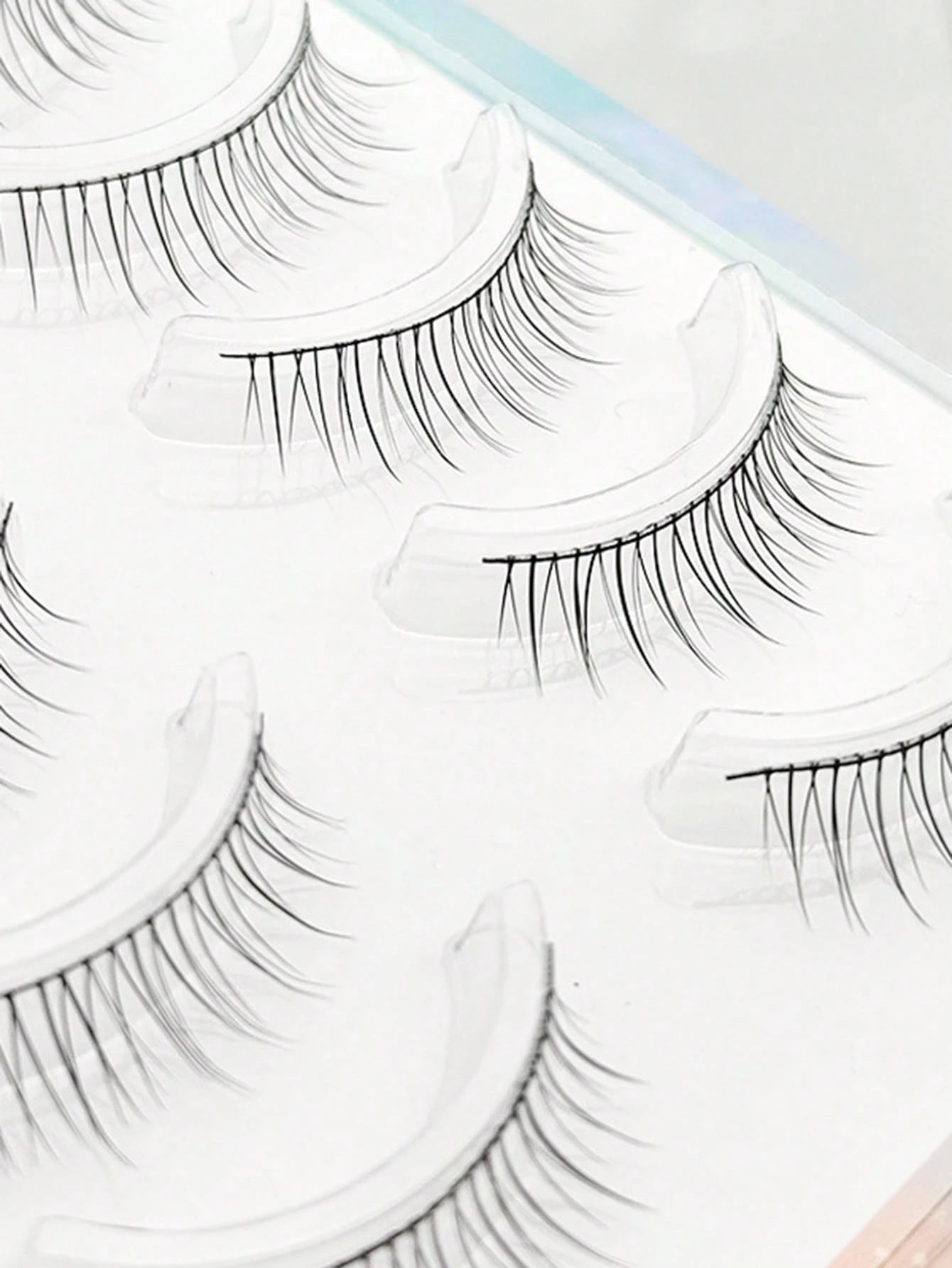 5 Pairs Natural-Looking Reusable False Eyelashes With Black Stem For Beginners, Lengthening Effect For Nude Makeup