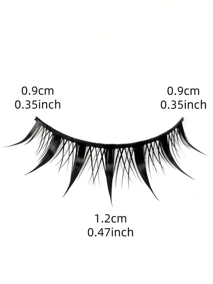5 Pairs Pointed Tip Cartoon Style False Eyelashes, 12mm Black Stems, Japanese Anime Inspired Lashes, Demon Style & Natural Look Eyelashes Strip Lashes,Lashes,Eyelashes,Fake Lashes