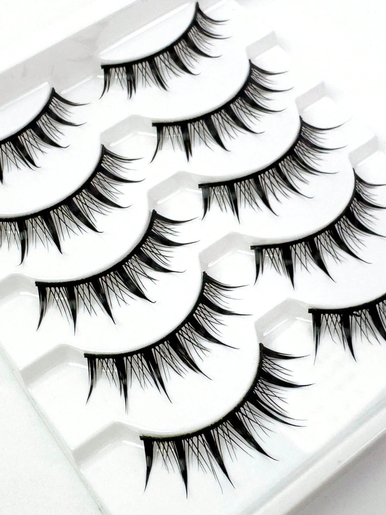 5 Pairs Pointed Tip Cartoon Style False Eyelashes, 12mm Black Stems, Japanese Anime Inspired Lashes, Demon Style & Natural Look Eyelashes Strip Lashes,Lashes,Eyelashes,Fake Lashes