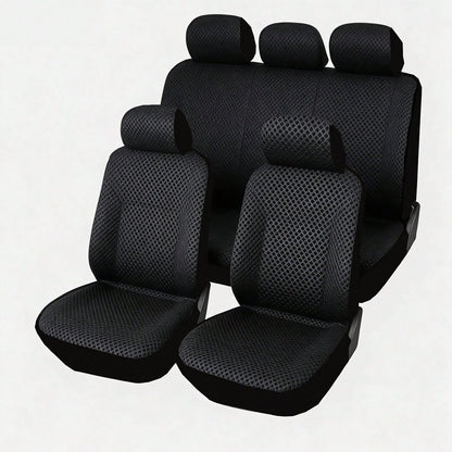 5-Piece 9-Item Full Car Seat Cover Set, Summer Special Honeycomb Mesh Sandwich Fabric, Breathable, Soft, Comfortable, Elastic, Pink Women's Car Interior Decor Accessories, Men's Full Set Car Essential