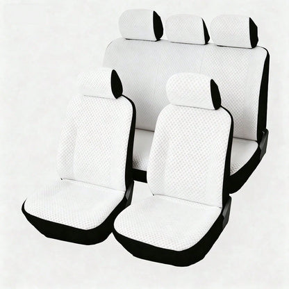 5-Piece 9-Item Full Car Seat Cover Set, Summer Special Honeycomb Mesh Sandwich Fabric, Breathable, Soft, Comfortable, Elastic, Pink Women's Car Interior Decor Accessories, Men's Full Set Car Essential