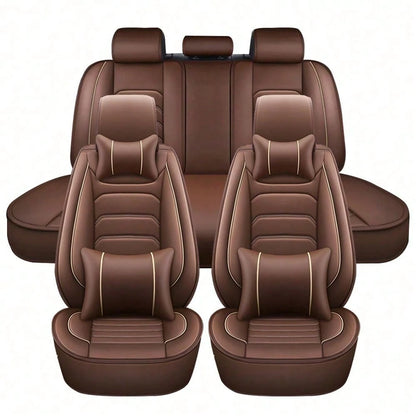 5 Seats Universal Car Seat Covers Full Set Waterproof PU Leather Automotive Seat Cushions Compatible With SUV Sedan All 5-Seater Vehicles