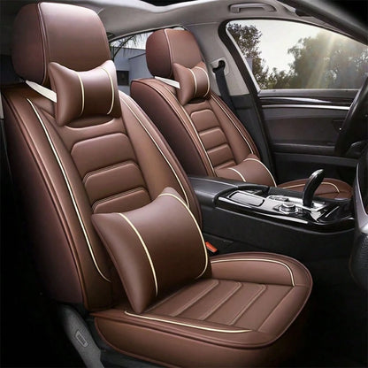 5 Seats Universal Car Seat Covers Full Set Waterproof PU Leather Automotive Seat Cushions Compatible With SUV Sedan All 5-Seater Vehicles