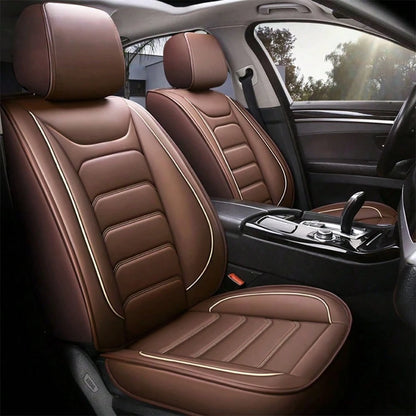5 Seats Universal Car Seat Covers Full Set Waterproof PU Leather Automotive Seat Cushions Compatible With SUV Sedan All 5-Seater Vehicles