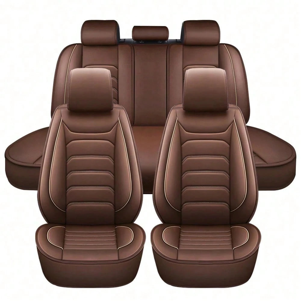 5 Seats Universal Car Seat Covers Full Set Waterproof PU Leather Automotive Seat Cushions Compatible With SUV Sedan All 5-Seater Vehicles