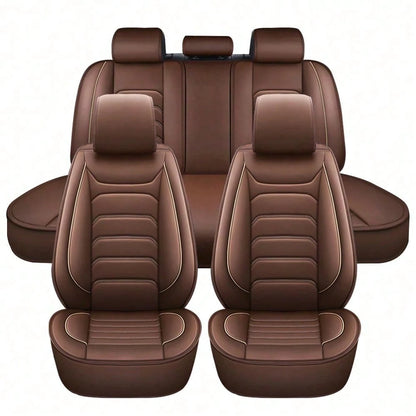 5 Seats Universal Car Seat Covers Full Set Waterproof PU Leather Automotive Seat Cushions Compatible With SUV Sedan All 5-Seater Vehicles