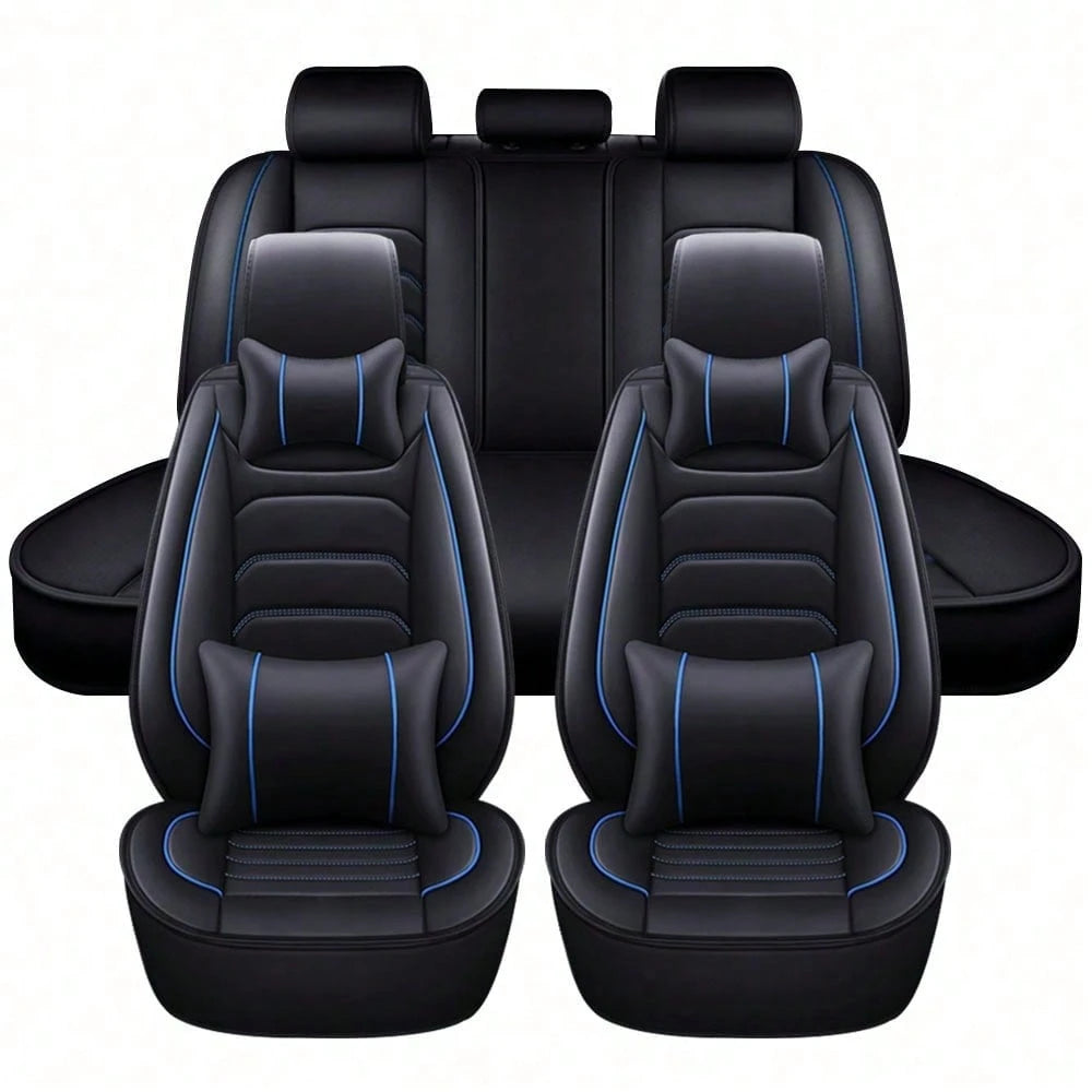 5 Seats Universal Car Seat Covers Full Set Waterproof PU Leather Automotive Seat Cushions Compatible With SUV Sedan All 5-Seater Vehicles
